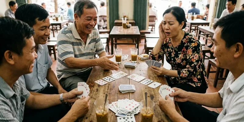 Minh họa các pha thắng thua đặc biệt trong ván Phỏm